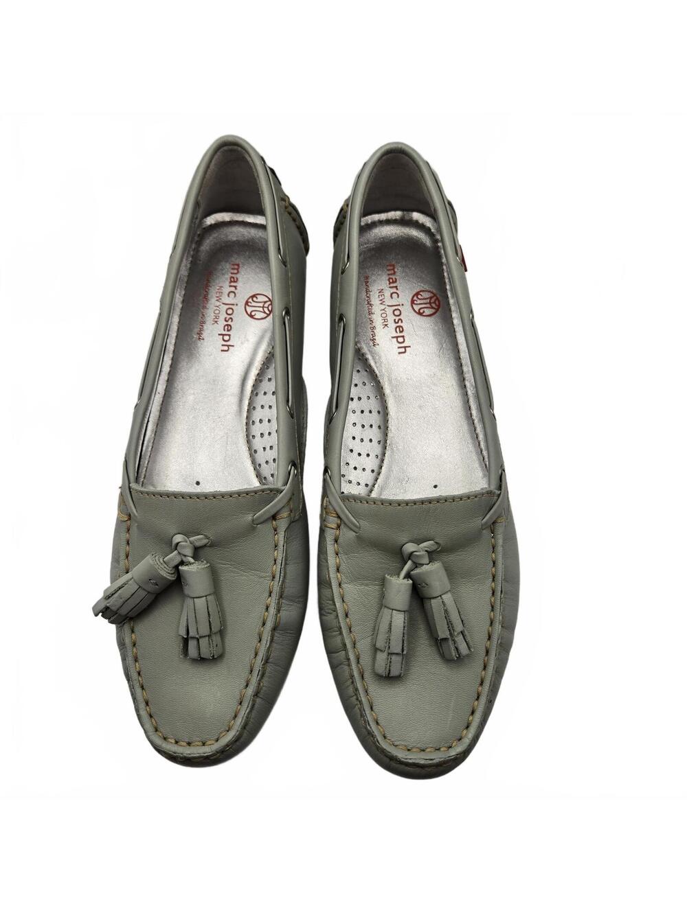 Marc Joseph New York Cherry St Sage Leather Tassel Driving Loafers Womens 7